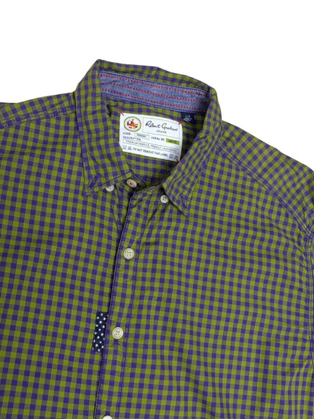 ROBERT GRAHAM Shirt Green Check Plaid Business Casual Long Sleeve Mens Large